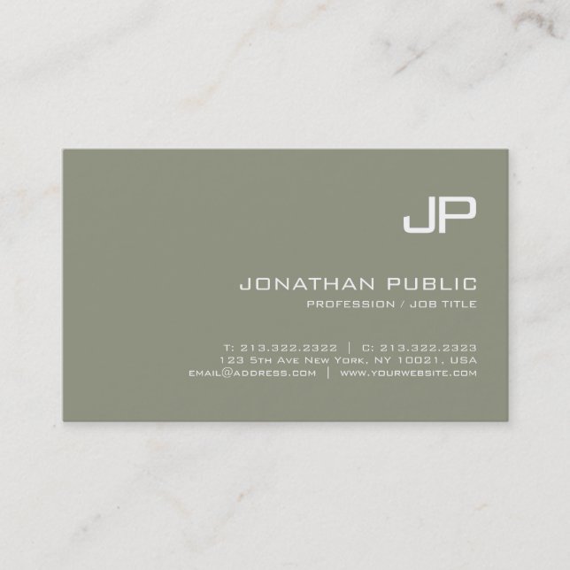 Professional Elegant Monogrammed Design Modern Business Card (Front)