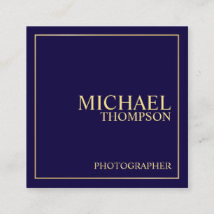Professional Elegant Navy Blue and Gold Square Business Card
