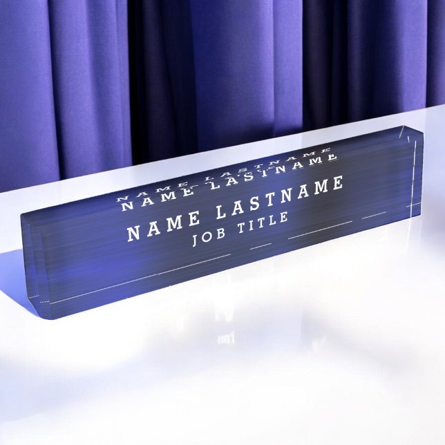Professional Elegant Navy Blue Desk Nameplate (Creator Uploaded)