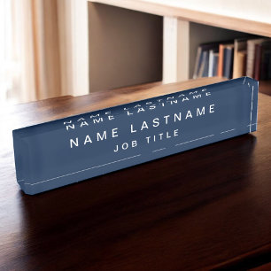 Professional Elegant Navy Blue Desk Nameplate