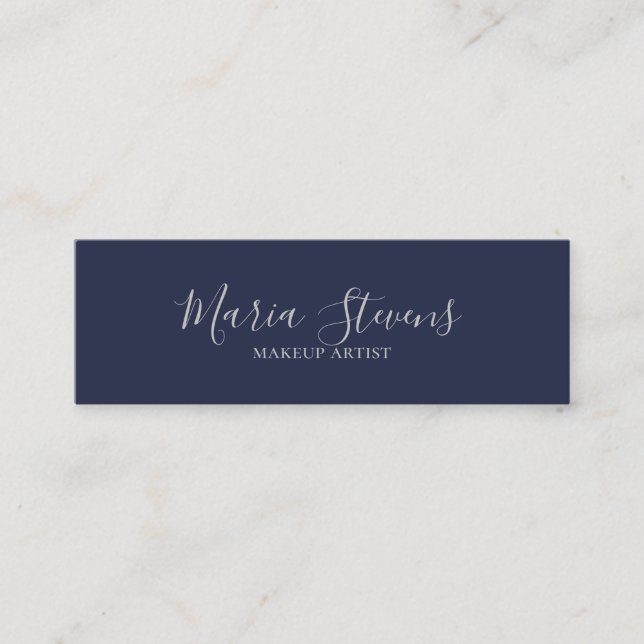 Professional Elegant Navy Blue Mini Business Card (Front)