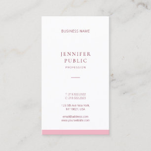 Professional Elegant Pink Modern Minimalist Plain Business Card