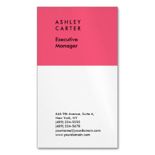 Professional elegant pink white plain minimalist magnetic business card