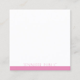 Professional Elegant Pink White Template Modern Square Business Card