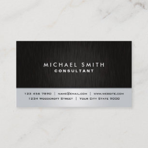 Professional Elegant Plain Black Silver Modern Business Card