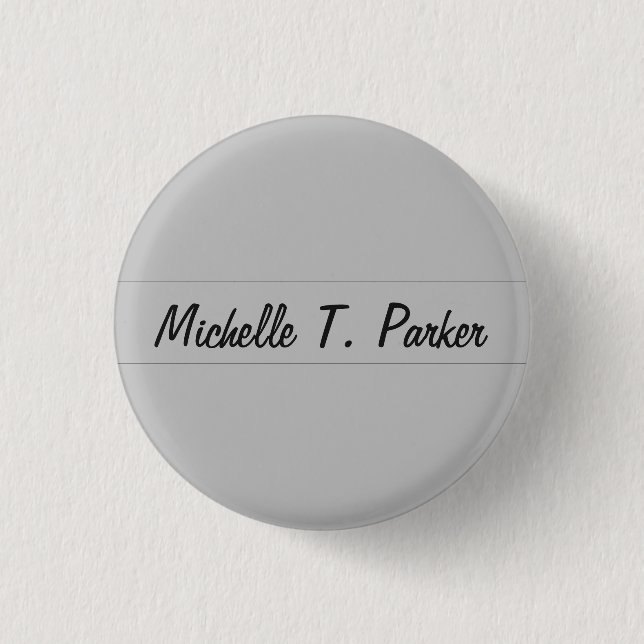 Professional elegant plain minimalist calligraphy 3 cm round badge (Front)