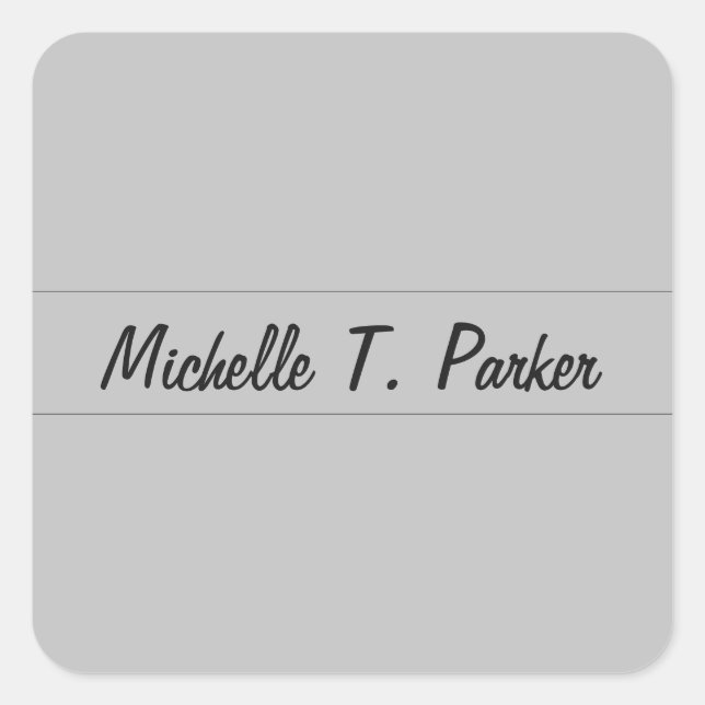 Professional elegant plain minimalist calligraphy square sticker (Front)
