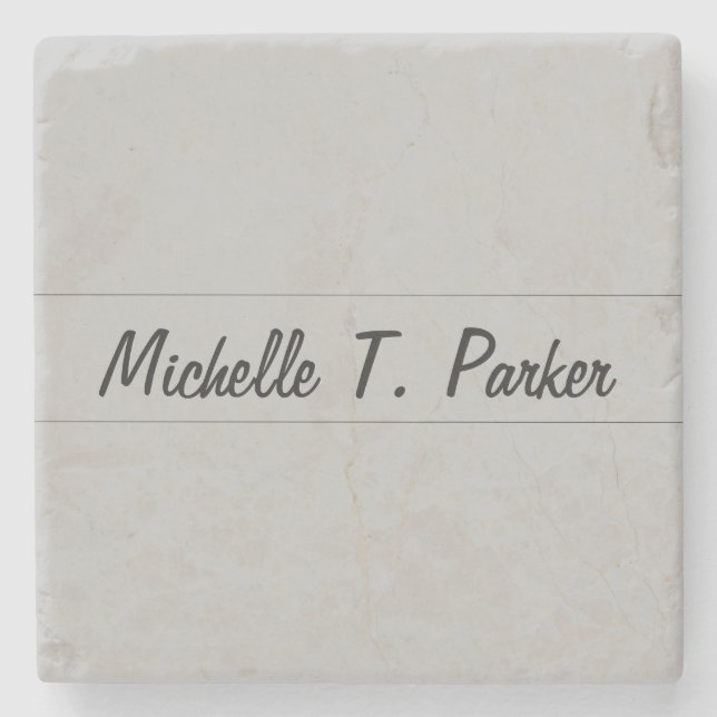 Professional elegant plain minimalist calligraphy stone coaster (Front)