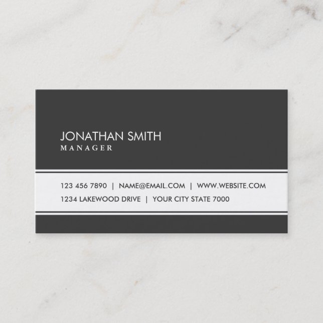 Professional Elegant Plain Simple Black and White Business Card (Front)