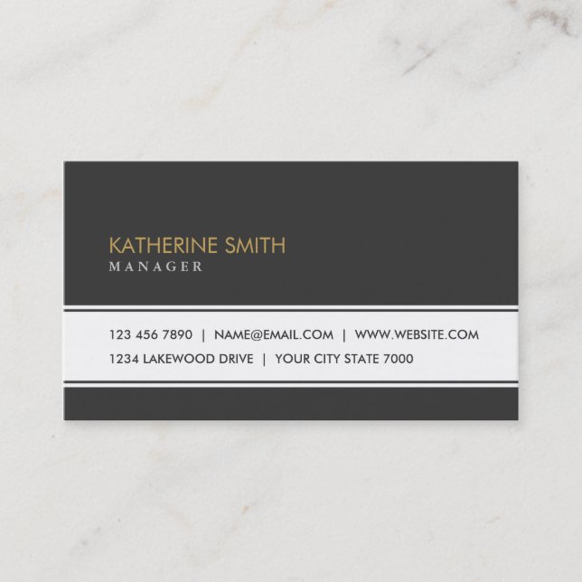 Professional Elegant Plain Simple Black and White Business Card (Front)