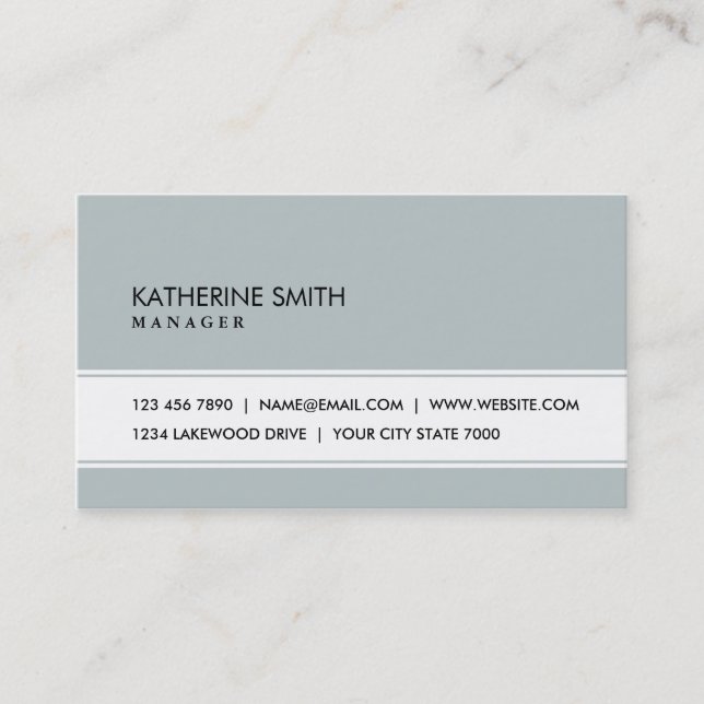 Professional Elegant Plain Simple Green Grey Business Card (Front)