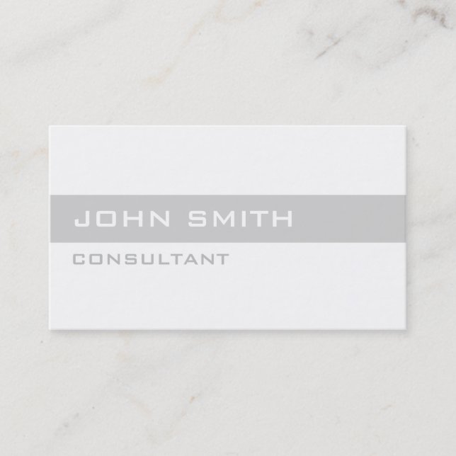 Professional Elegant Plain Simple White Modern Business Card (Front)