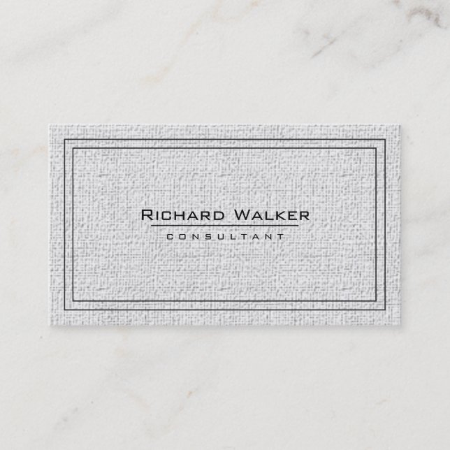 Professional Elegant Plain White Square Boarder Business Card (Front)