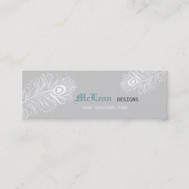 Professional  Elegant Pretty Peacock Feather Mini Business Card (Front)