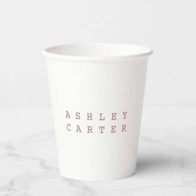 Professional elegant rose gold colour white plain paper cups (Front)