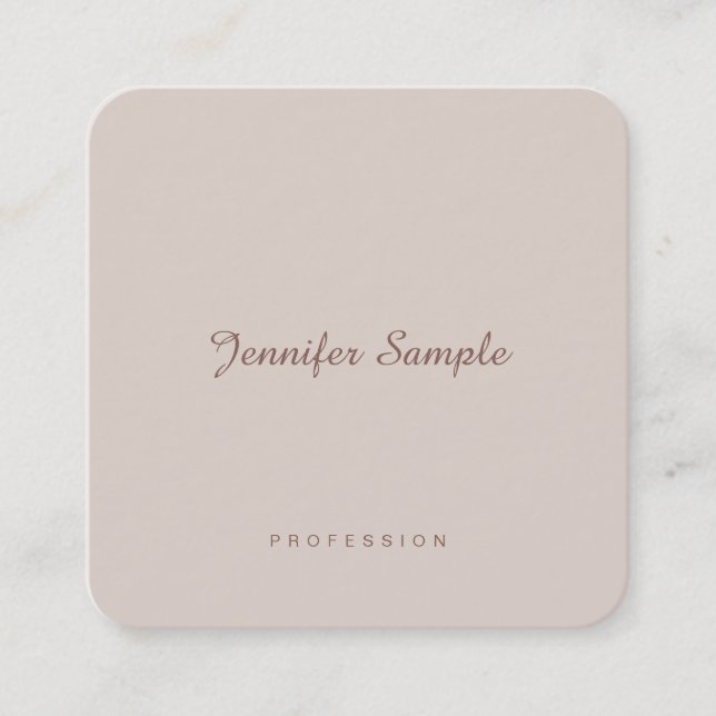 Professional Elegant Script Modern Minimalist Chic Square Business Card (Front)