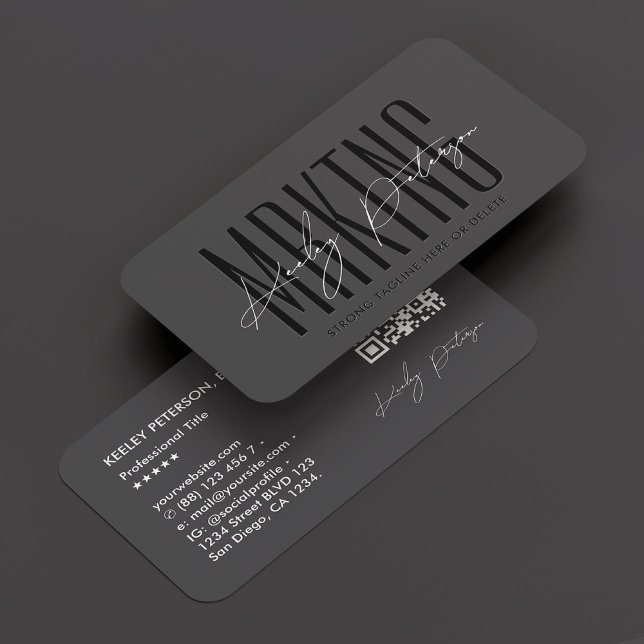 Professional Elegant Signature Dark Grey Modern Business Card (Creator Uploaded)