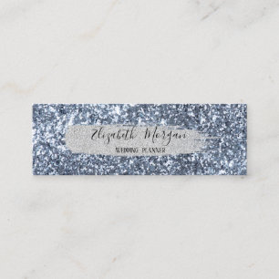 Professional Elegant Silver Glitter Brush Stroke Mini Business Card