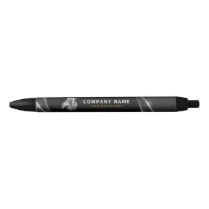 Professional Elegant Silver Lion Logo Black Ink Pen