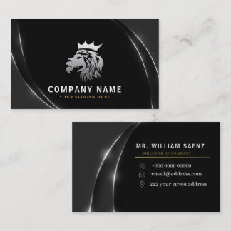 Professional Elegant Silver Lion Logo Business Card
