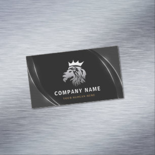 Professional Elegant Silver Lion Logo Magnetic Business Card