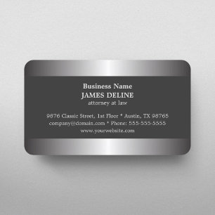 Professional Elegant Silver Metal Attorney Business Card