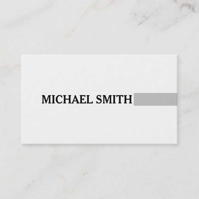 Professional Elegant Silver Modern Plain White Business Card (Front)