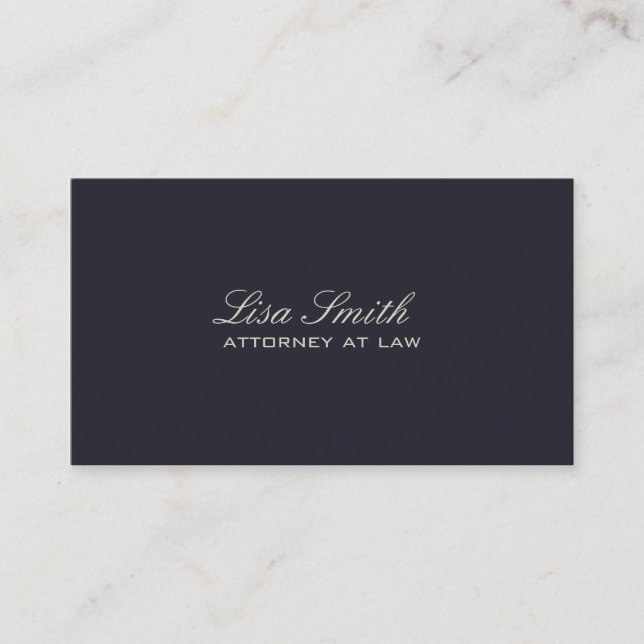 Professional Elegant Simple Plain Attorney Blue Business Card (Front)