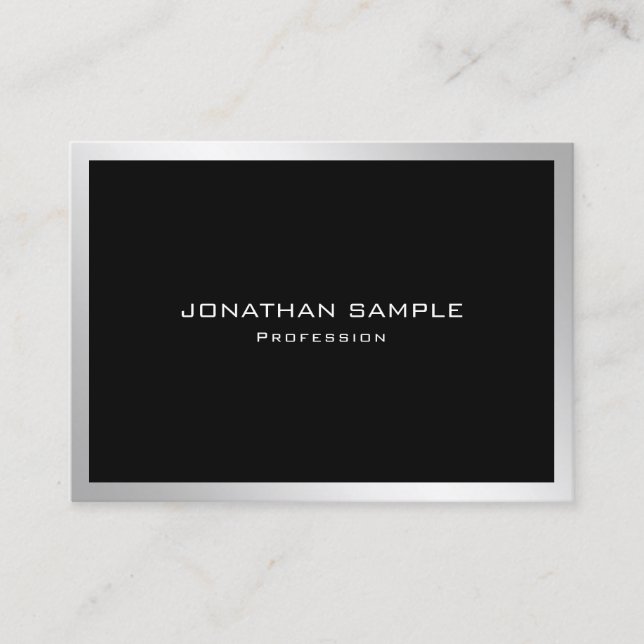 Professional Elegant Simple Plain Modern Silver Business Card (Front)