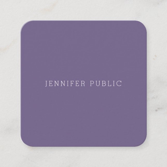Professional Elegant Simple Plain Trendy Modern Square Business Card (Front)