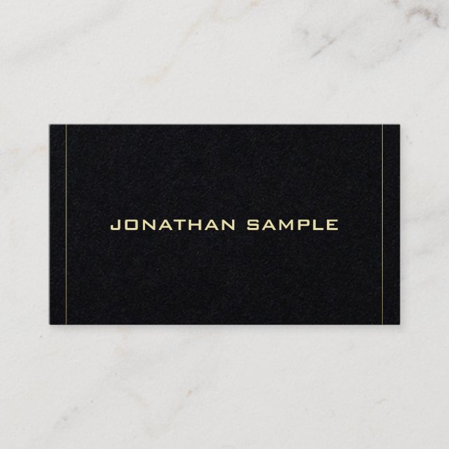 Professional Elegant Sleek Black Gold Design Luxe Business Card (Front)