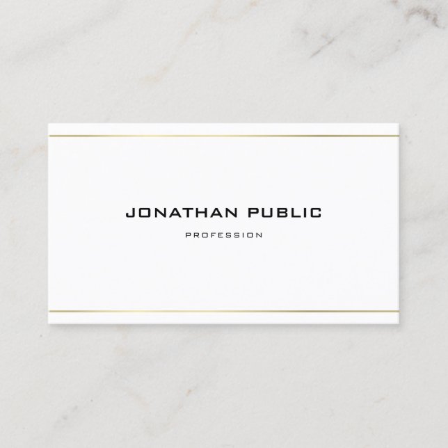 Professional Elegant Sleek Gold Stripes Plain Luxe Business Card (Front)