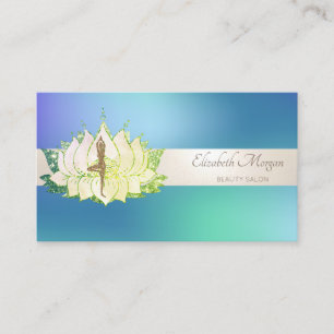 Professional Elegant Stripe Girl Lotus Business Card
