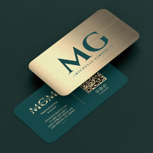 Professional Elegant Teal Gold Therapist Modern Business Card