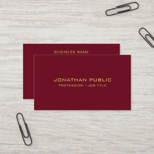 Professional Elegant Template Burgundy Red & Gold Business Card
