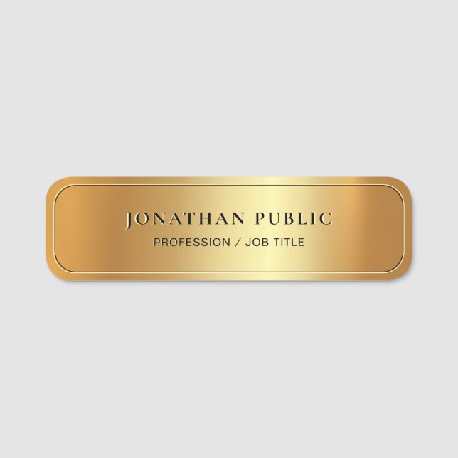 Professional Elegant Template Gold Glam Luxury Name Tag (Front)