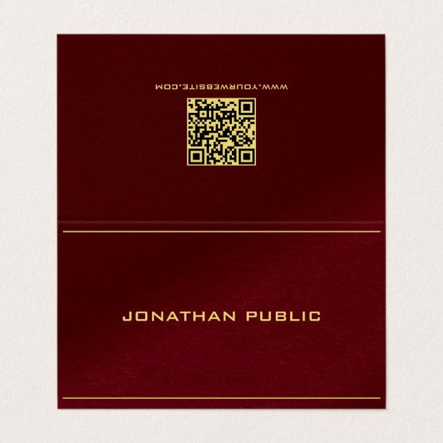 Professional Elegant Template Gold Text Folded Business Card (Outside Unfolded)