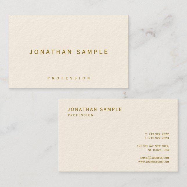 Professional Elegant Template Gold Text Luxurious Business Card (Front/Back)