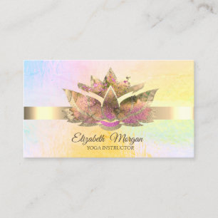 Professional Elegant Trendy Holographic,Gold,Lotus Business Card