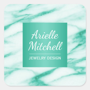 Professional Elegant Turquoise Alabaster Marble Square Sticker