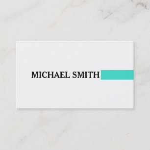 Professional Elegant Turquoise Modern Plain White Business Card