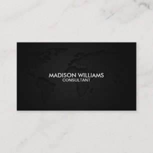 Professional Elegant Unique Modern Black World Map Business Card
