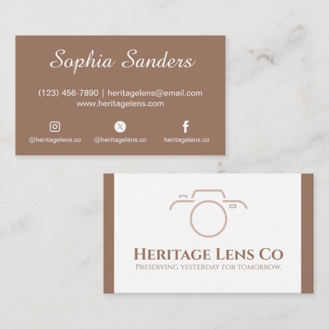Professional Elegant Warm Earthy Taupe White Clean Business Card (Front/Back)