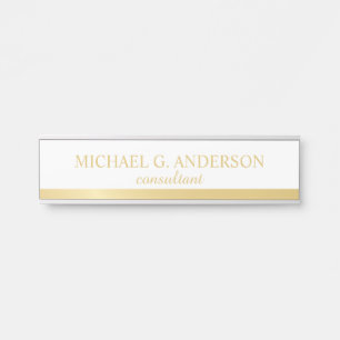 Professional Elegant White and Gold Door Sign