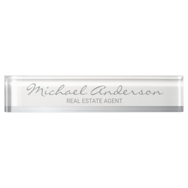 Professional Elegant White and Silver Nameplate (Front)