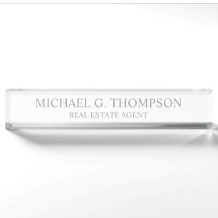 Professional Elegant White and Silver Nameplate