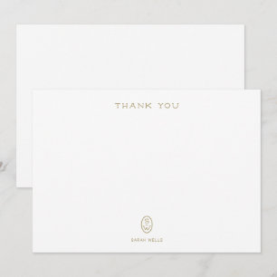 Professional Elegant White Monogram Thank You Ca Card
