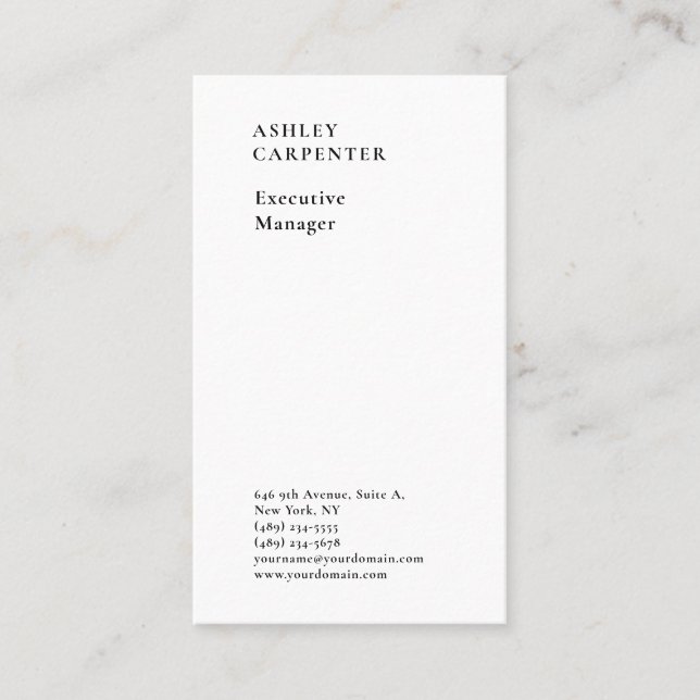 Professional elegant white plain minimalist modern business card (Front)