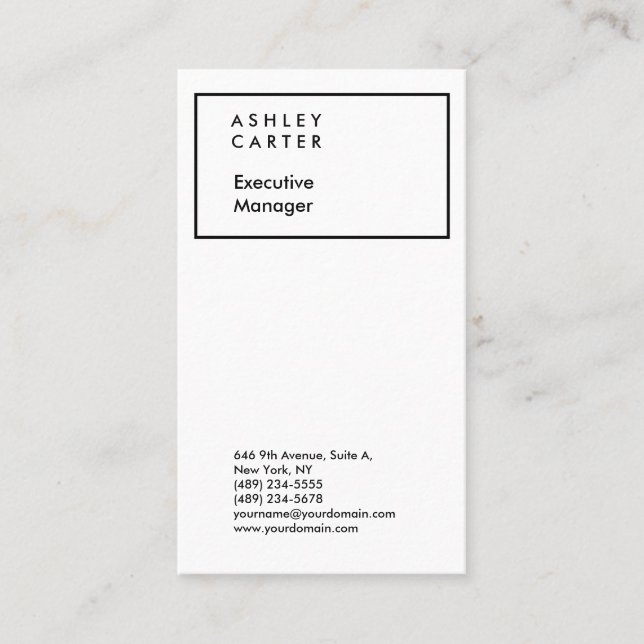 Professional elegant white plain minimalist modern business card (Front)