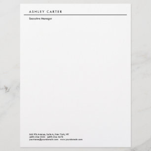 Professional elegant white plain minimalist modern custom letterhead